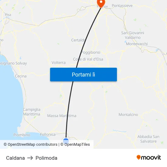 Caldana to Polimoda map