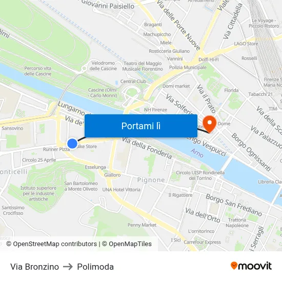 Via Bronzino to Polimoda map