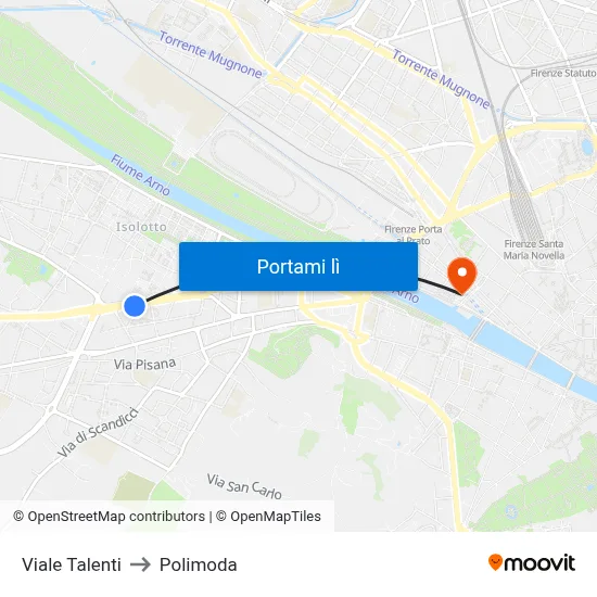 Viale Talenti to Polimoda map