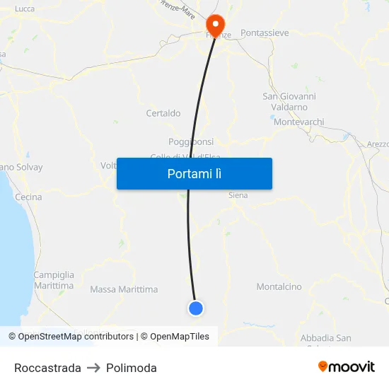 Roccastrada to Polimoda map