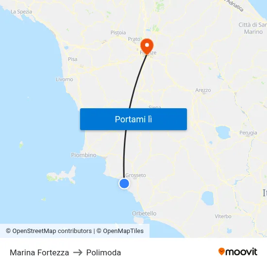 Marina Fortezza to Polimoda map
