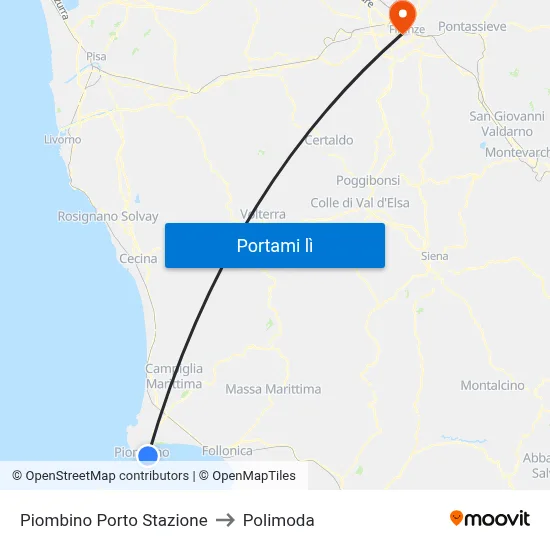 Piombino Porto Stazione to Polimoda map