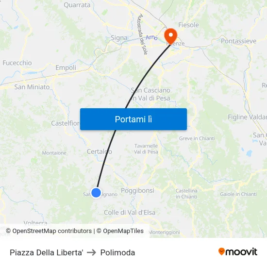 Piazza Della  Liberta' to Polimoda map