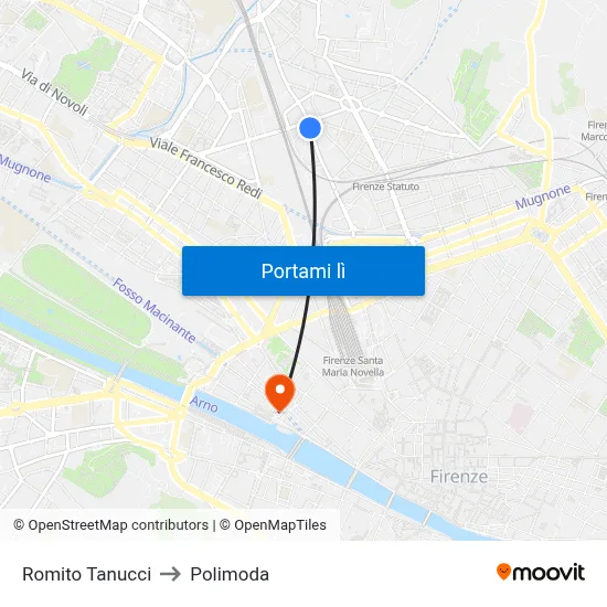 Romito Tanucci to Polimoda map