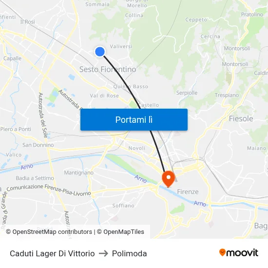 Caduti Lager Di Vittorio to Polimoda map