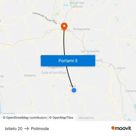 Istieto 20 to Polimoda map