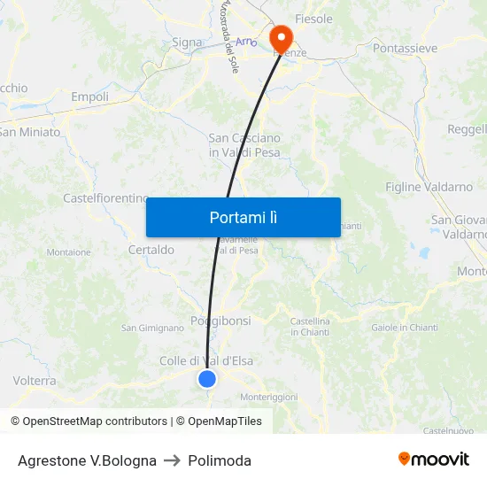 Agrestone V.Bologna to Polimoda map