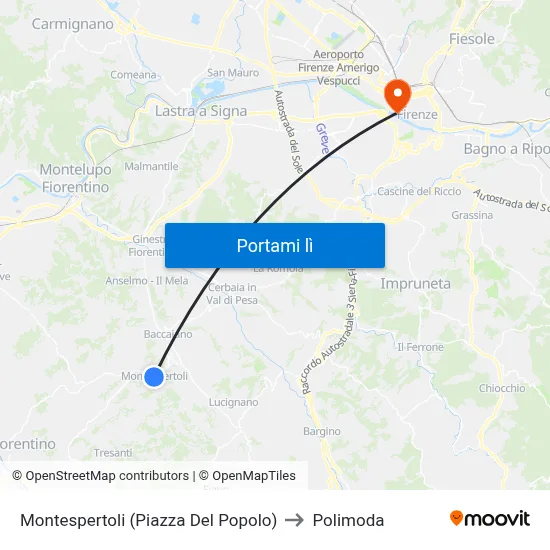 Montespertoli (Piazza Del Popolo) to Polimoda map