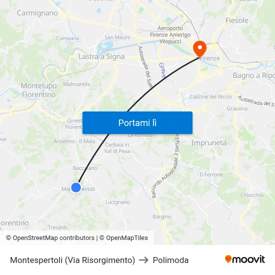 Montespertoli (Via Risorgimento) to Polimoda map