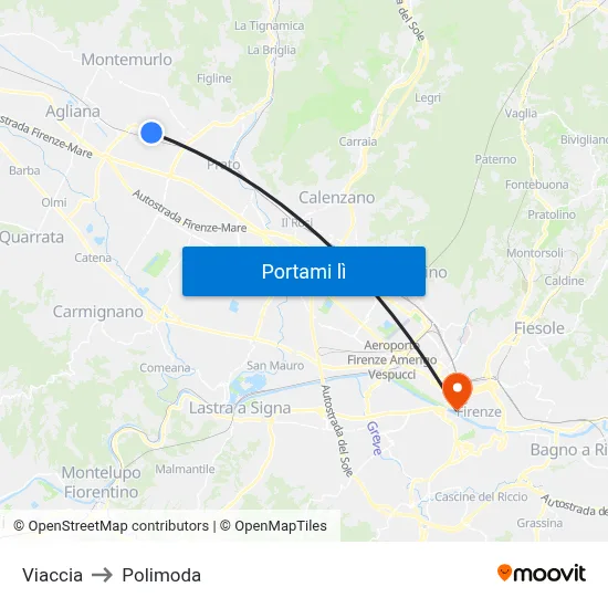 Viaccia to Polimoda map