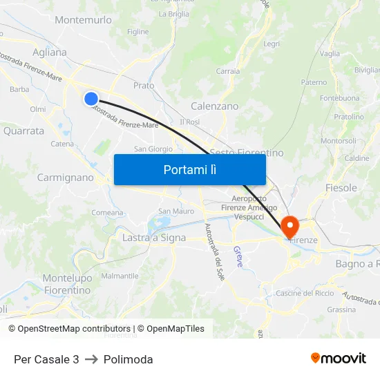 Per Casale 3 to Polimoda map