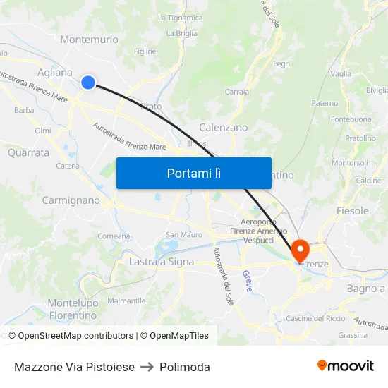 Mazzone Via Pistoiese to Polimoda map