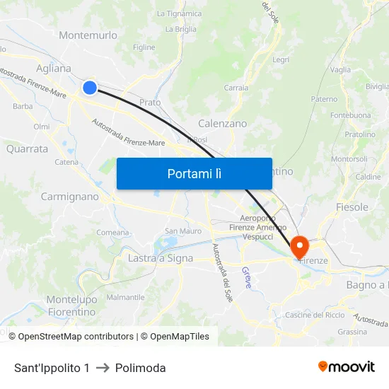 Sant'Ippolito 1 to Polimoda map