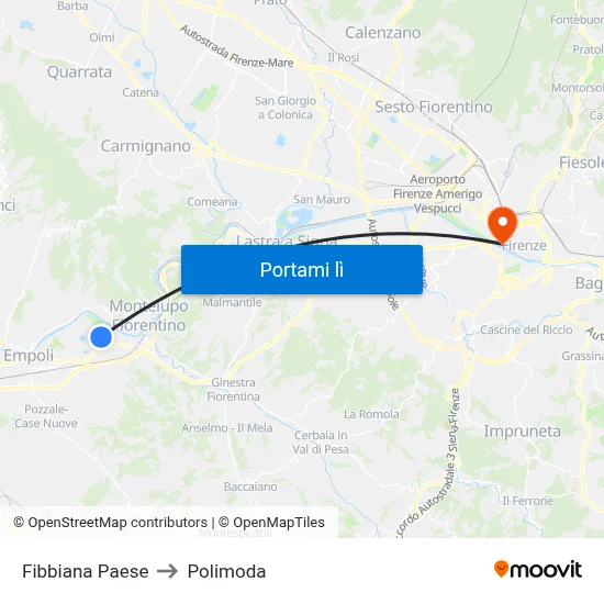 Fibbiana Paese to Polimoda map