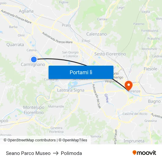 Seano Parco Museo to Polimoda map