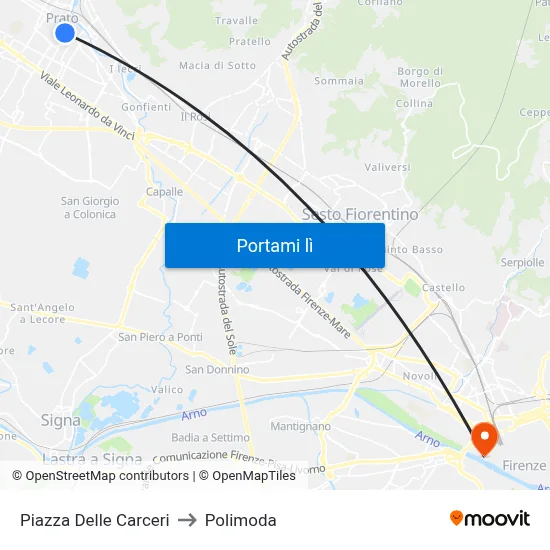 Piazza Delle Carceri to Polimoda map