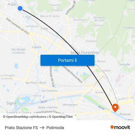 Prato Stazione FS to Polimoda map