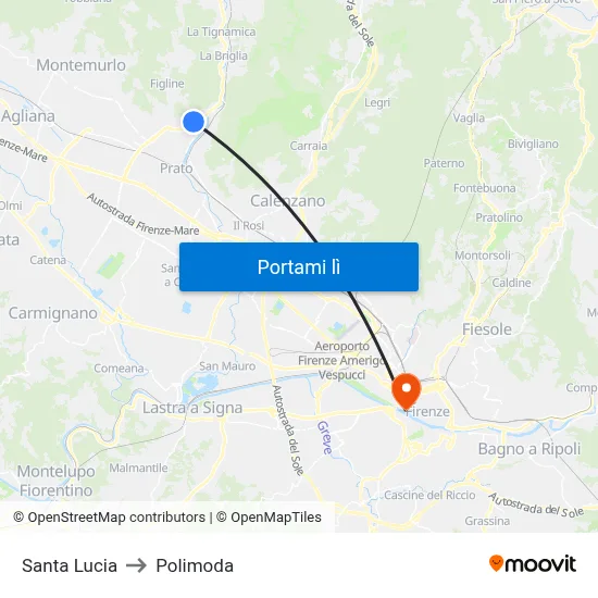 Santa Lucia to Polimoda map