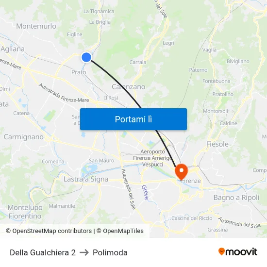 Della Gualchiera 2 to Polimoda map
