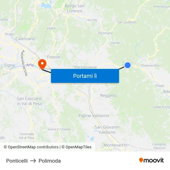 Ponticelli to Polimoda map