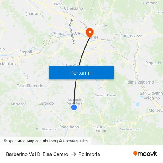 Barberino Val D' Elsa Centro to Polimoda map