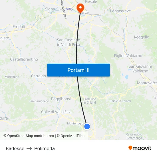 Badesse to Polimoda map