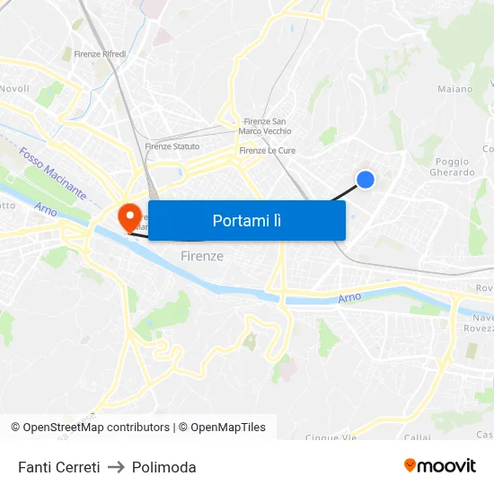 Fanti Cerreti to Polimoda map