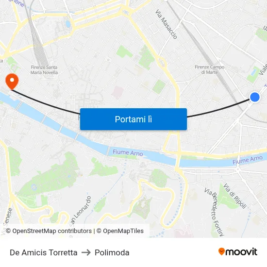 De Amicis Torretta to Polimoda map