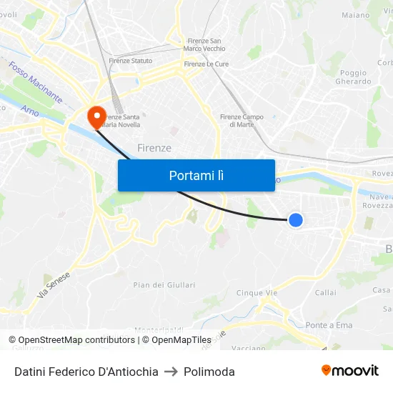 Datini Federico D'Antiochia to Polimoda map