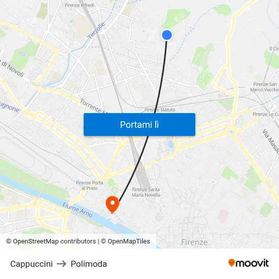 Cappuccini to Polimoda map