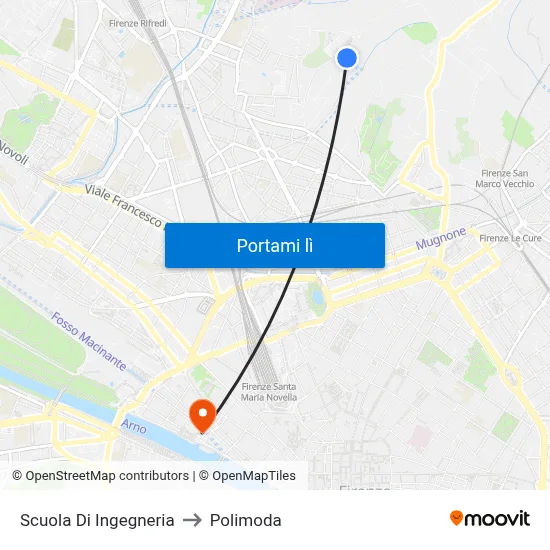 Scuola Di Ingegneria to Polimoda map