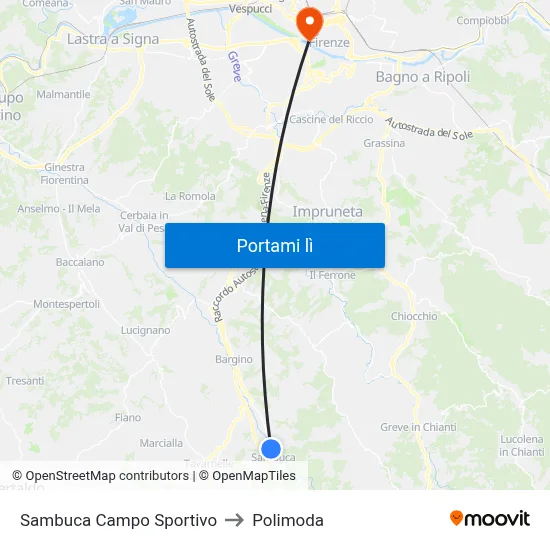 Sambuca Campo Sportivo to Polimoda map
