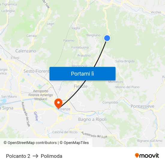 Polcanto 2 to Polimoda map