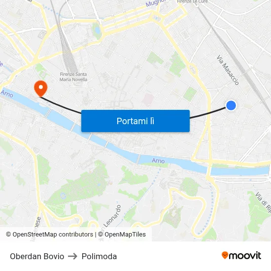 Oberdan Bovio to Polimoda map
