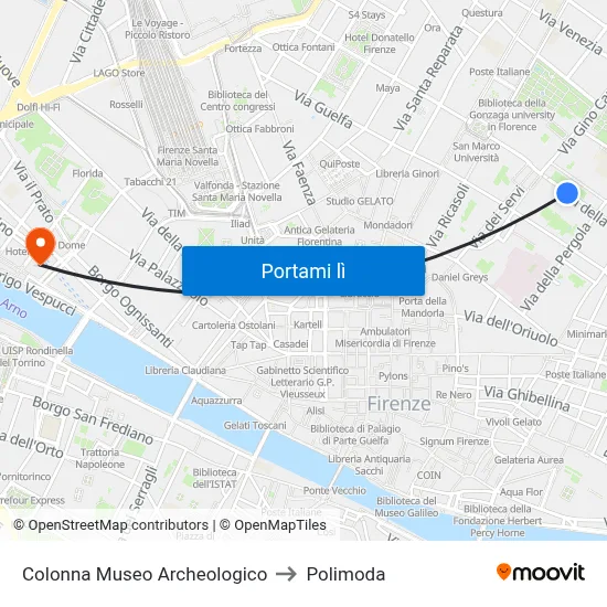 Colonna Museo Archeologico to Polimoda map
