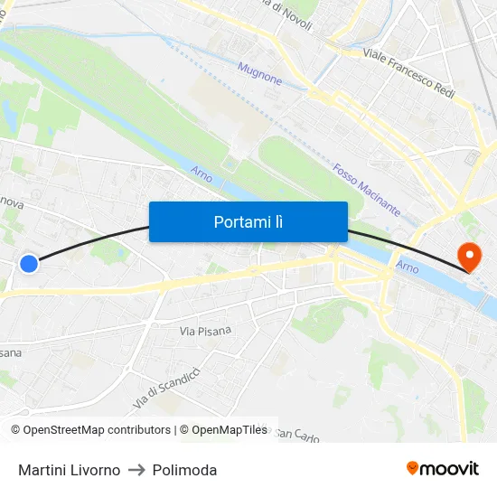 Martini Livorno to Polimoda map