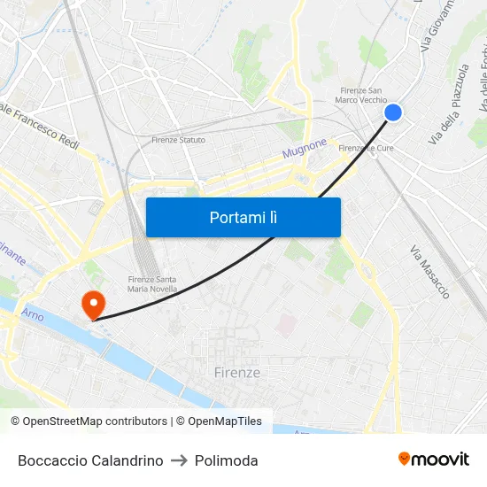 Boccaccio Calandrino to Polimoda map