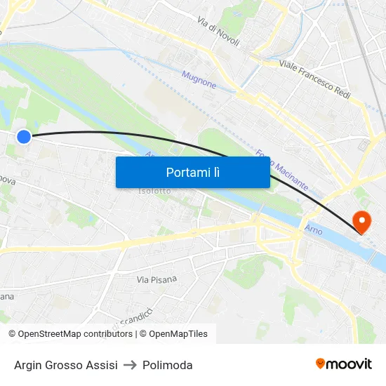 Argin Grosso Assisi to Polimoda map