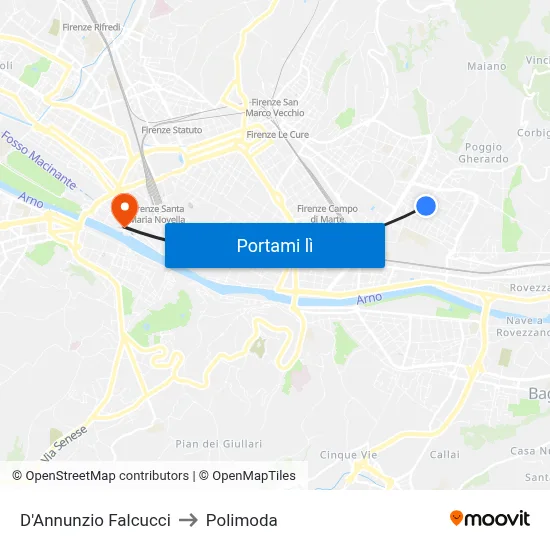 D'Annunzio Falcucci to Polimoda map