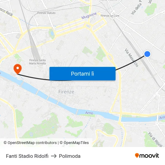 Fanti Stadio Ridolfi to Polimoda map