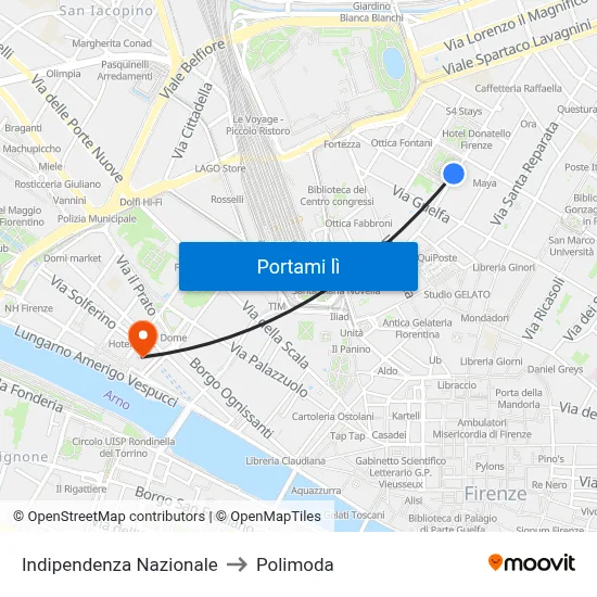 Indipendenza Nazionale to Polimoda map