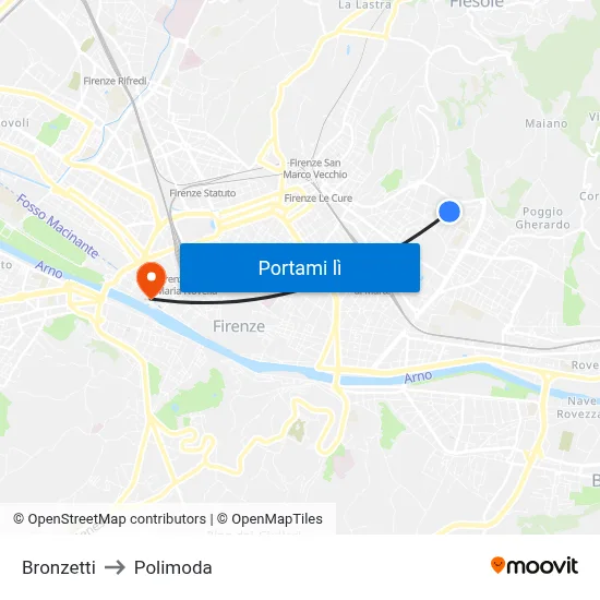 Bronzetti to Polimoda map