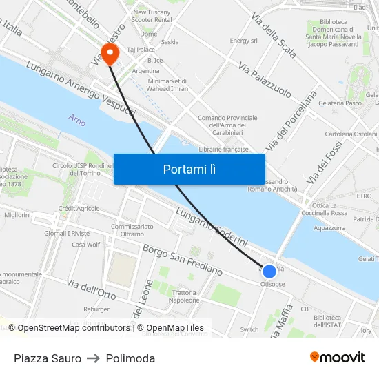 Piazza Sauro to Polimoda map