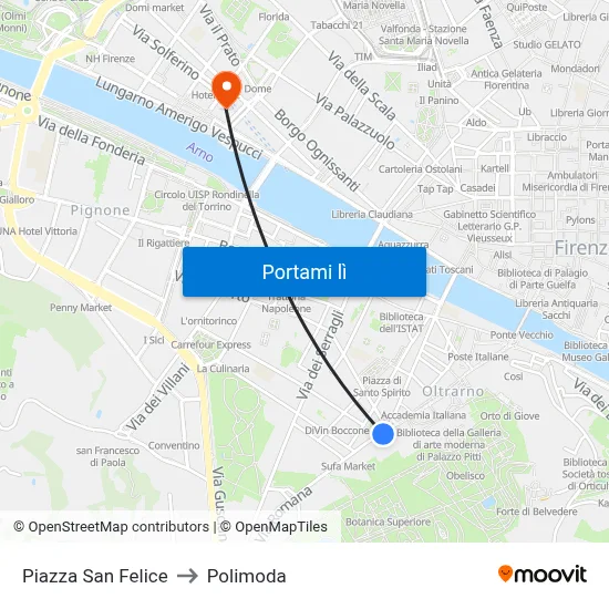 Piazza San Felice to Polimoda map