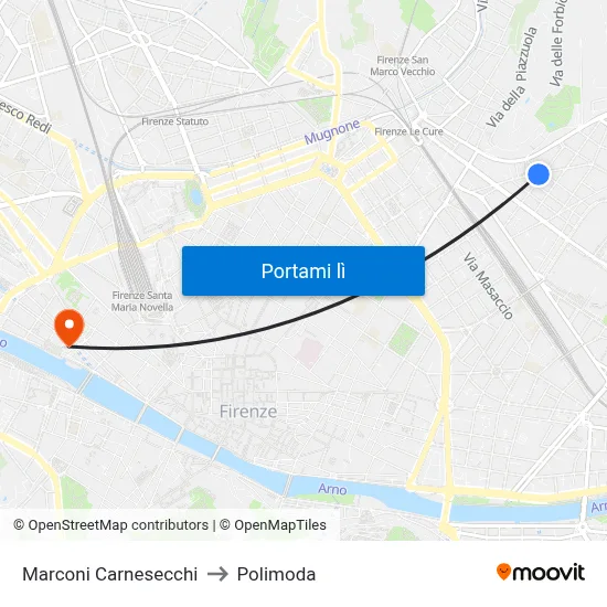Marconi Carnesecchi to Polimoda map
