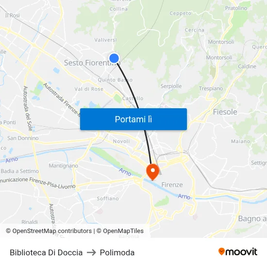 Biblioteca Di Doccia to Polimoda map