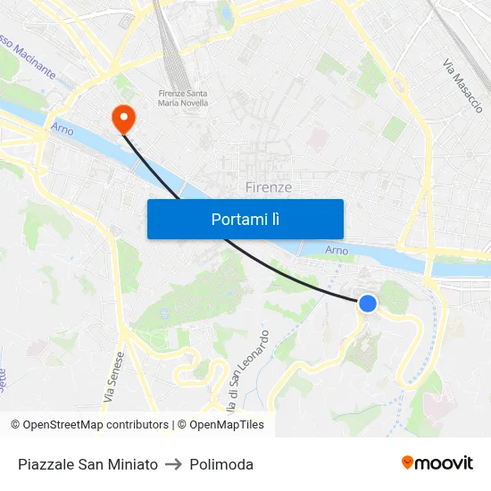 Piazzale San Miniato to Polimoda map