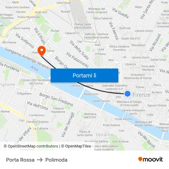 Porta Rossa to Polimoda map
