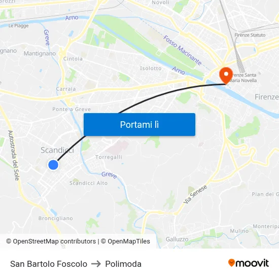San Bartolo Foscolo to Polimoda map