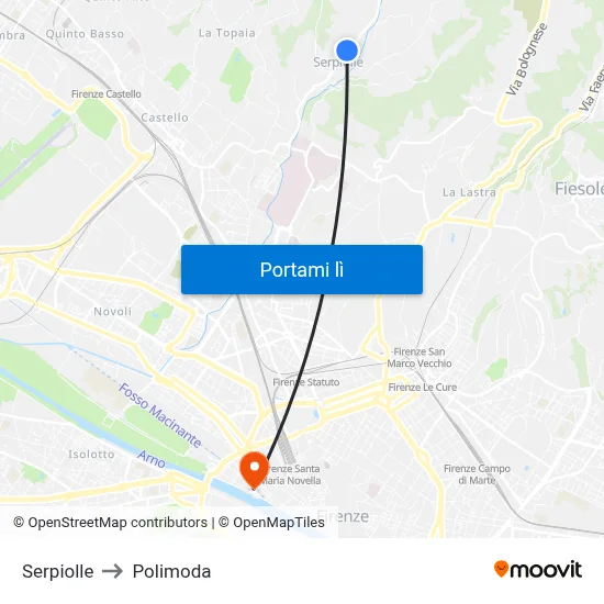Serpiolle to Polimoda map